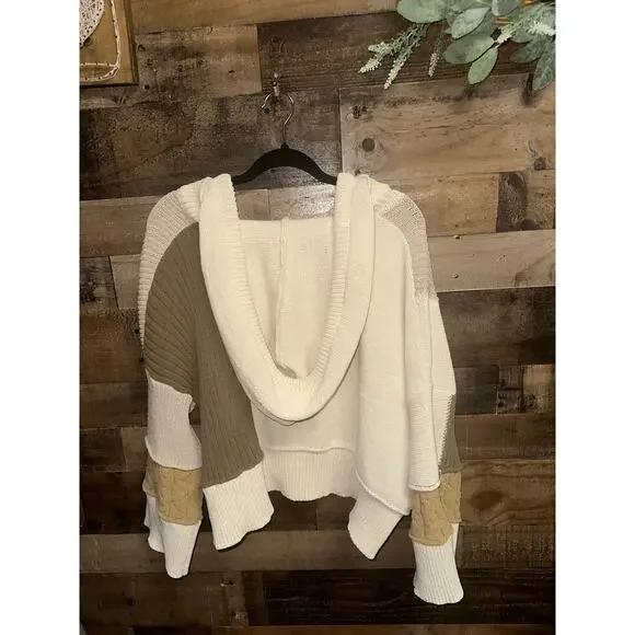 POL Patchwork Knit Oversized Hoodie Sweater Size S - Picture 2 of 3